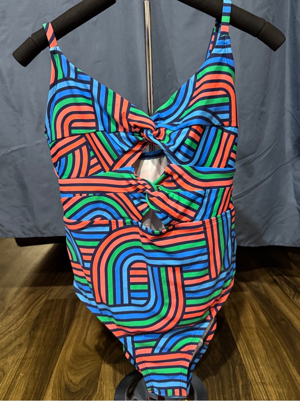 Womans Multicolor Knot-Front One-Piece Swimsuit